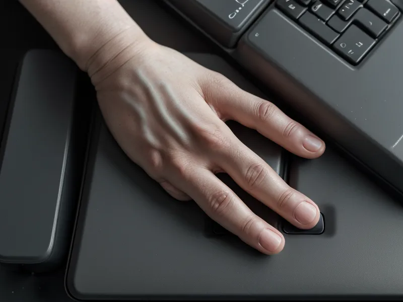 Gros plan des mains d'un homme sur un clavier dans la pénombre.