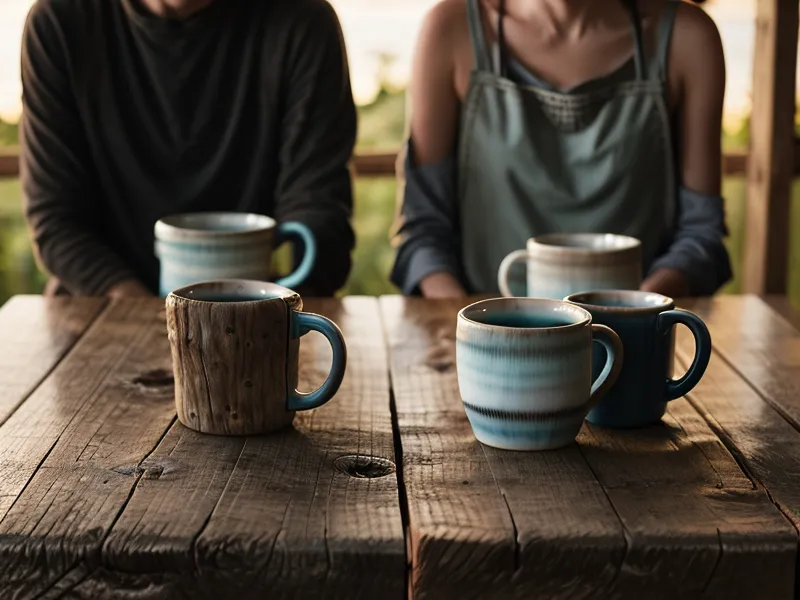 Reconstruction du couple : deux tasses de café dépareillées, signe d'une conversation reprise après la crise