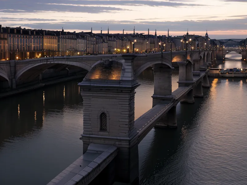La Garonne à Toulouse au crépuscule vue depuis un pont