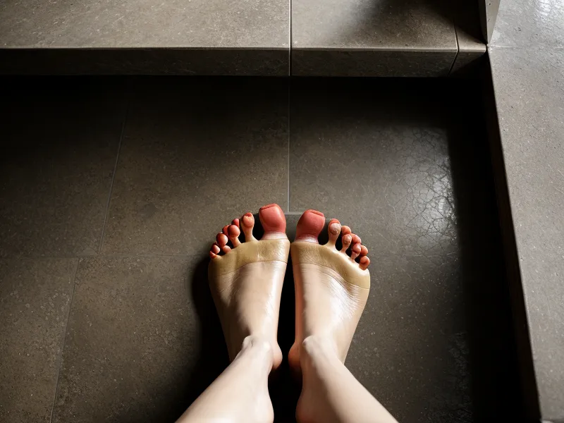 Gros plan sur des pieds nus sur un carrelage froid dans une cuisine sombre, image de la nuit où la confiance trahie a tout basculé.