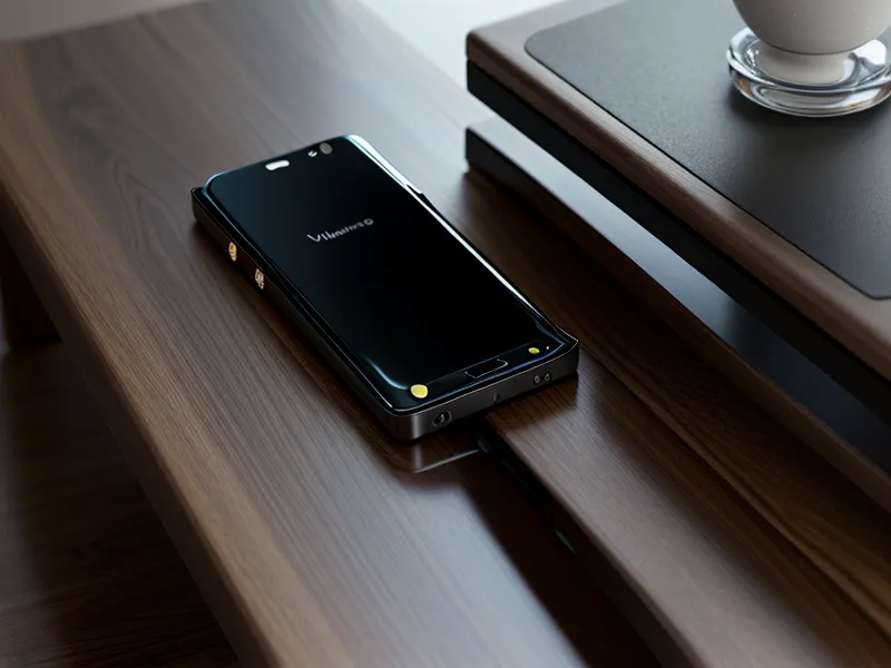 Un téléphone qui vibre sur une table basse en bois dans un salon sombre, symbole de la surveillance après l'infidélité.